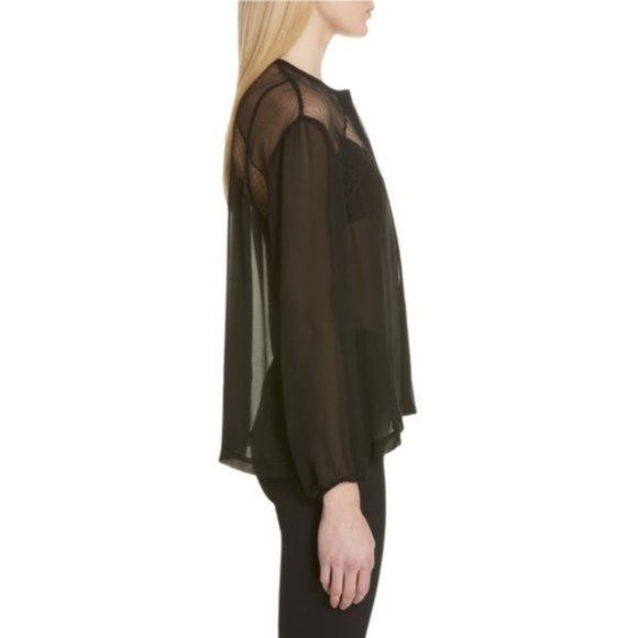 RAG & BONE Tommi Sheer Silk Dobby Shirt in Black - NWT - Size XXS - Picture 3 of 8